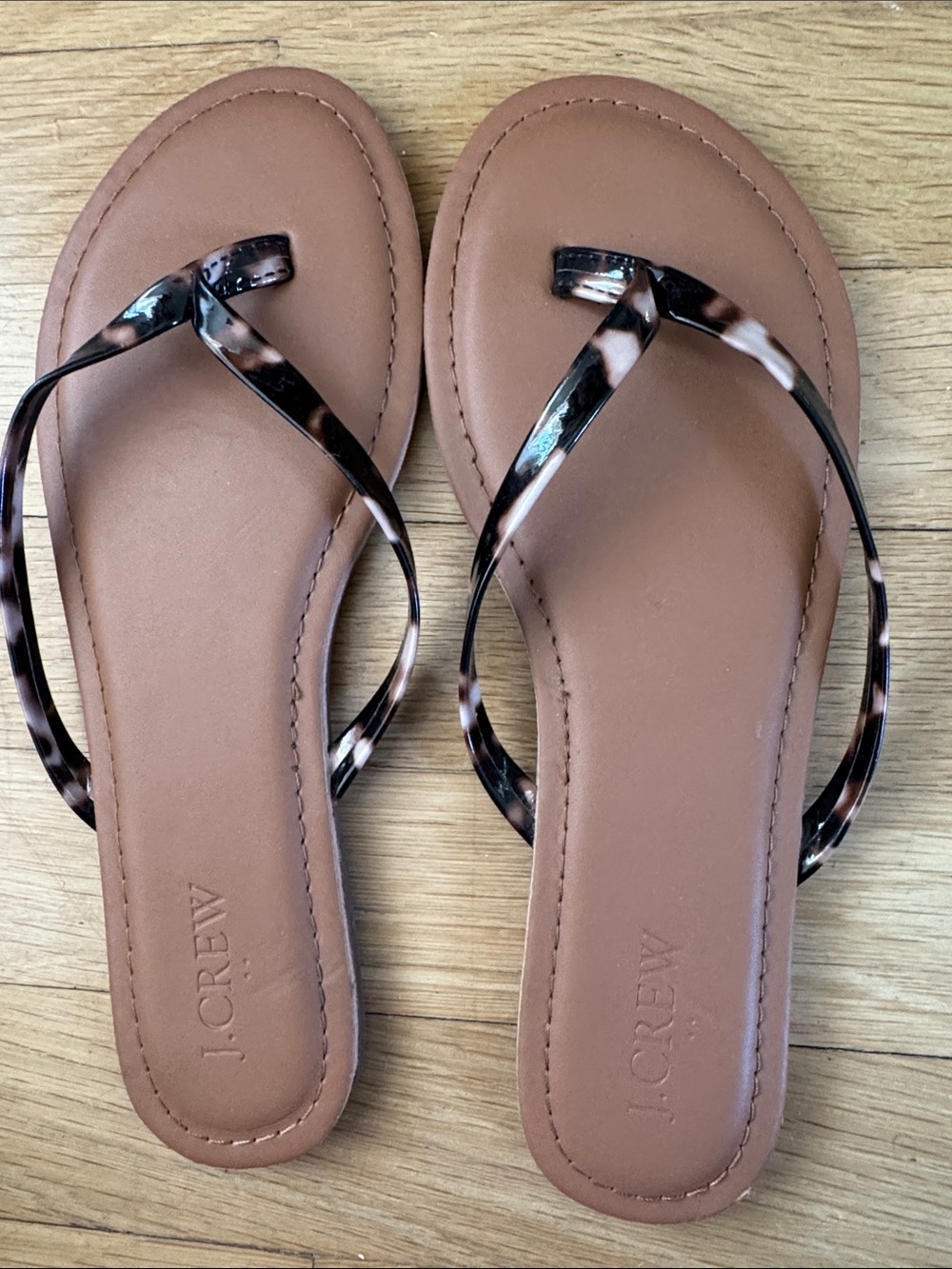 J. Crew Brown Footbed Sandals with Tortoiseshell Straps